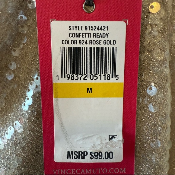 Vince Camuto Women’s Metallic Bias Cut A-Line Sequin Skirt - Picture 5 of 6